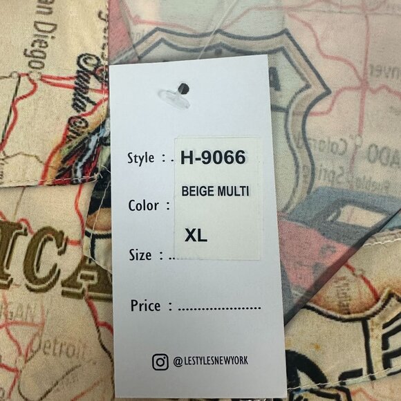 Hawaiian Apparel Route 66 Themed Button-Up Shirt XL Beige 100% Polyester - Picture 6 of 6